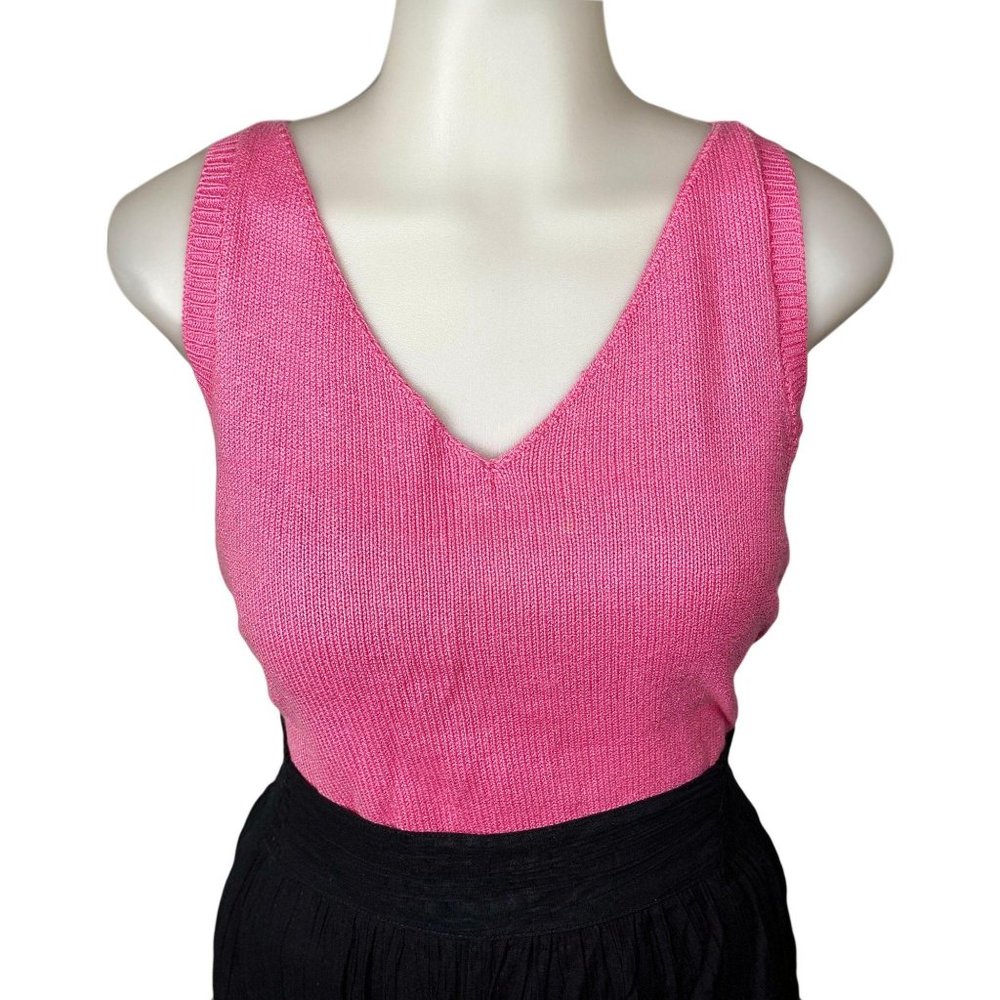 Vintage French Creek Pink Sweater Vest Knit Top, L